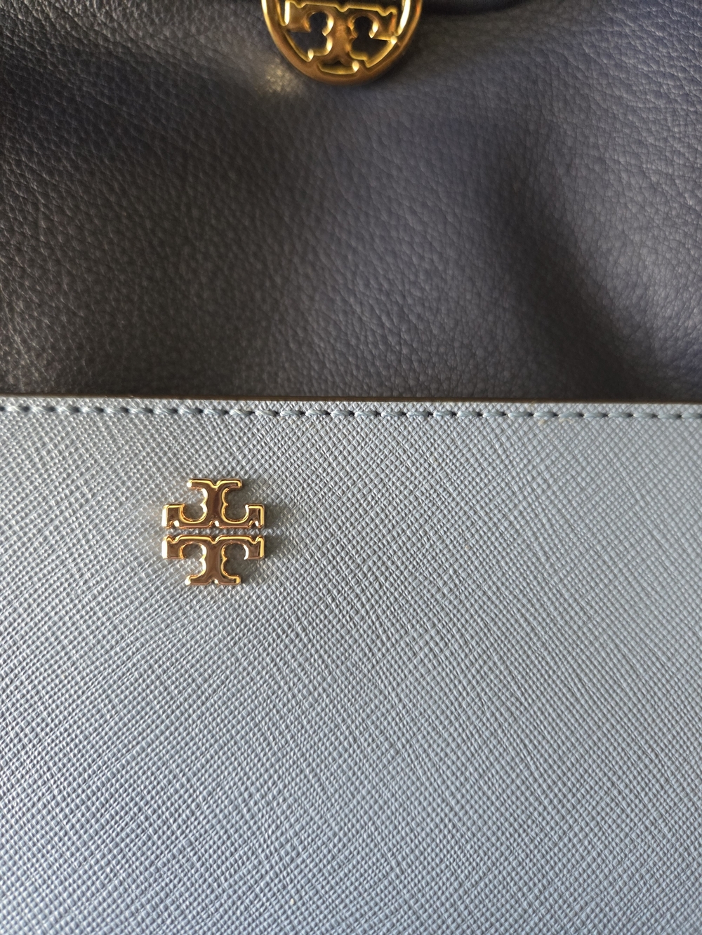 Tory Burch Blue Leather Satchel with Gold Hardware And Wallett - Picture 2 of 12